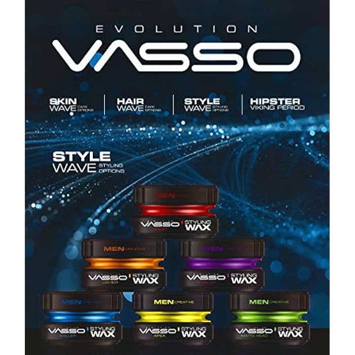 Vasso شمع تصفيف الشعر للرجال فاسو إيفولوشن كرييتيف برو أكوا مقاوم 150 مل عرض 3 قطع - Image 4